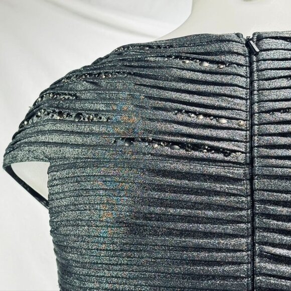 TADASHI SHOJI Women's Dress Silver Cap Sleeve Polyester Stretch Size XS - Picture 8 of 10